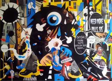 Collages titled "soleil noir" by François-Xavier Lagey, Original Artwork