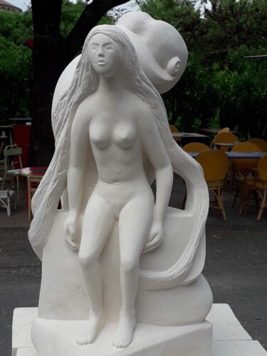Sculptuur getiteld "Miss covid" door Fxl, Origineel Kunstwerk, Steen