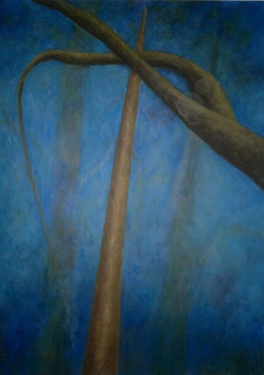 Schilderij getiteld "Kruising I" door Martha Fyrigos, Origineel Kunstwerk, Olie