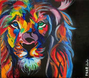 Painting titled "Lion2020" by Federico Zucchetti (FEDE), Original Artwork, Acrylic