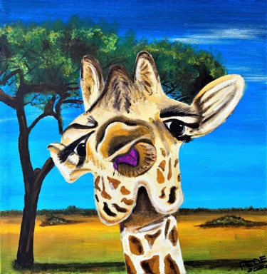 Pintura intitulada "SelfieGiraffa" por Federico Zucchetti (FEDE), Obras de arte originais, Acrílico