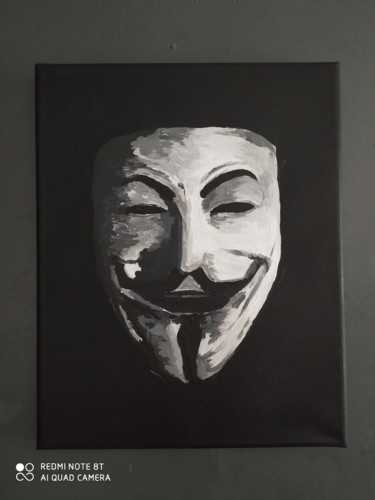 Painting titled "Anonymous" by Guillaume Bn, Original Artwork, Acrylic Mounted on Wood Panel