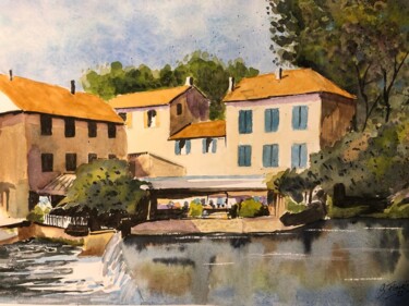 Peinture intitulée "Village de Provence" par Guillaume Flouriot, Œuvre d'art originale, Aquarelle