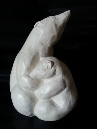 Skulptur mit dem Titel "maman ourse et son…" von Geneviève Gandy, Original-Kunstwerk, Terra cotta