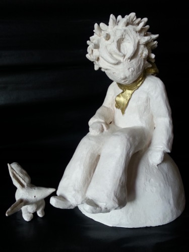 Sculpture intitulée "Petit Prince sur sa…" par Geneviève Gandy, Œuvre d'art originale, Terre cuite
