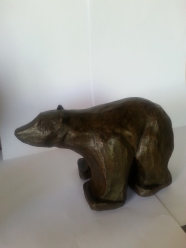 Sculpture intitulée "ours brun" par Geneviève Gandy, Œuvre d'art originale, Terre cuite