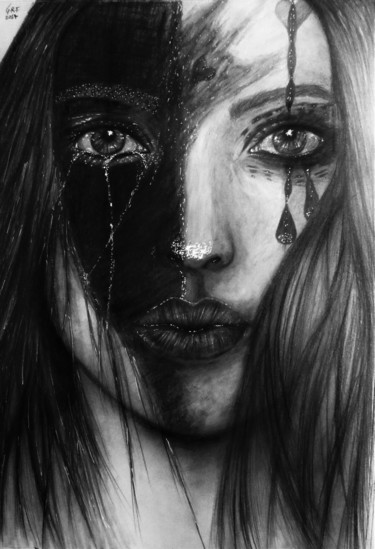 Drawing titled "Tears of heart" by Gian Roberto Tognetti, Original Artwork, Graphite