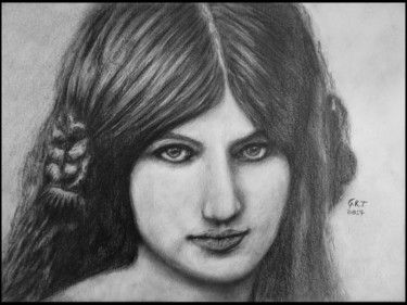 Drawing titled "Jeanne Hébuterne, a…" by Gian Roberto Tognetti, Original Artwork, Graphite