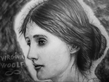 Rysunek zatytułowany „Virginia Woolf” autorstwa Gian Roberto Tognetti, Oryginalna praca, Grafit
