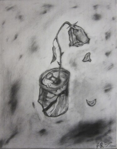 Dibujo titulada "Petals in the dark" por Gian Roberto Tognetti, Obra de arte original, Carbón