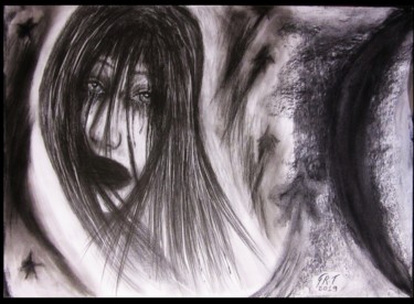 Drawing titled "Le lacrime di stelle" by Gian Roberto Tognetti, Original Artwork, Charcoal