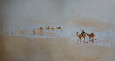 Painting titled "Golden Sands" by Geraldine Ryan, Original Artwork, Acrylic Mounted on Wood Stretcher frame