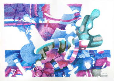 Dibujo titulada "Голубое и розовое." por Gennadii Troshkov, Obra de arte original, Rotulador