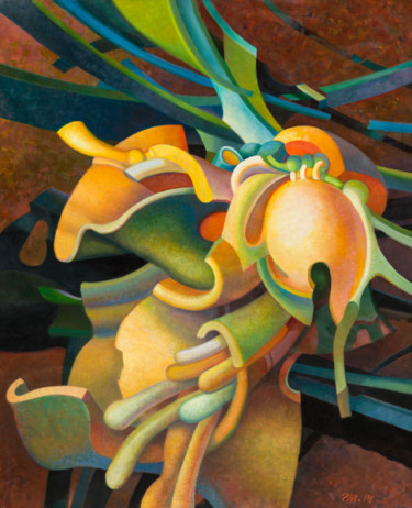 Картина под названием "Экзотический цветок." - Геннадий Трошков, Подлинное произведение искусства, Масло