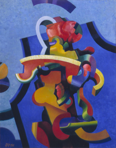 Картина под названием "Фигура на синем." - Геннадий Трошков, Подлинное произведение искусства, Масло
