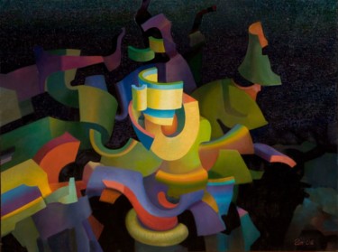 Картина под названием "Ночные блики." - Геннадий Трошков, Подлинное произведение искусства, Масло