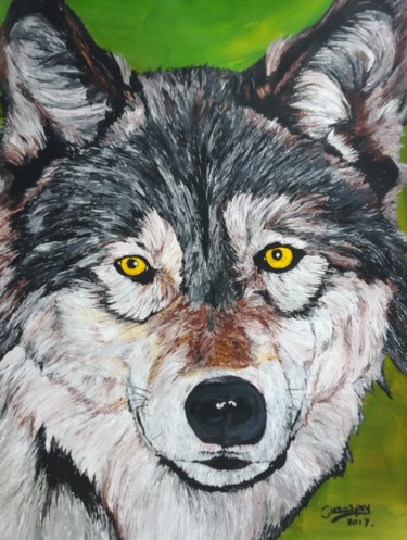 Peinture intitulée "le loup" par G.Vanspey, Œuvre d'art originale, Acrylique