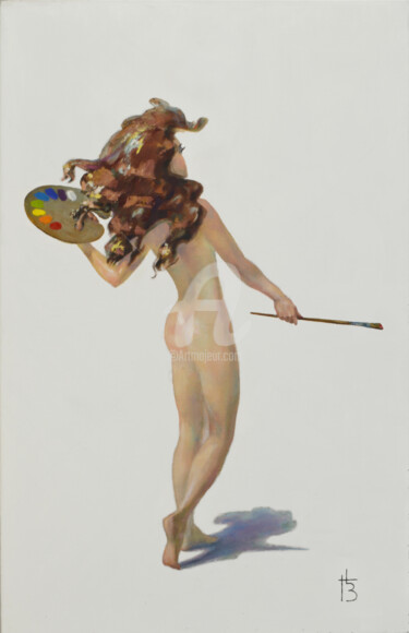 Pintura intitulada "Girl Muse Painting" por Gennady Zmitrovich, Obras de arte originais, Óleo