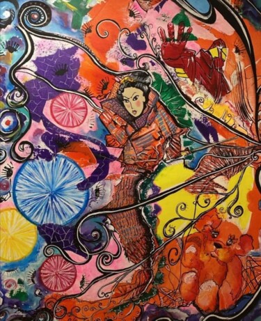 Картина под названием "Geisha Mori heidari…" - G6k Adams, Подлинное произведение искусства, Акрил