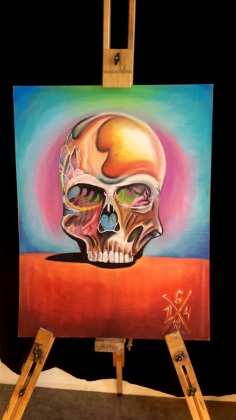 Peinture intitulée "Pastels Skull 55x62…" par Gaawouelart, Œuvre d'art originale, Pastel