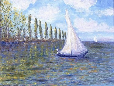 Painting titled "Afternoon Sailing" by Antoine Gaber, Original Artwork, Oil