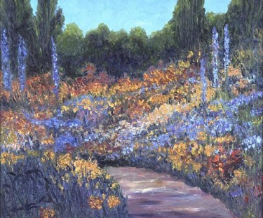 Painting titled "Garden in Giverny 2" by Antoine Gaber, Original Artwork, Oil