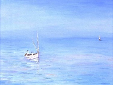 Painting titled "Sailing in Calm Sea…" by Antoine Gaber, Original Artwork, Oil