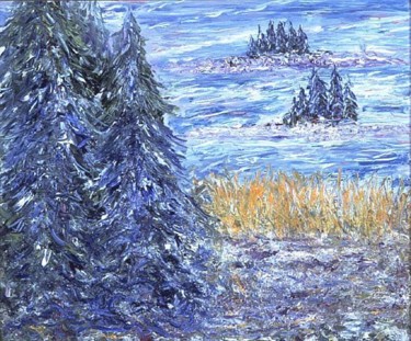 Painting titled "Canadian Winter Sce…" by Antoine Gaber, Original Artwork, Oil