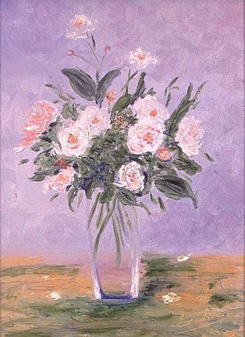 Painting titled "Roses Still Life 1" by Antoine Gaber, Original Artwork, Oil