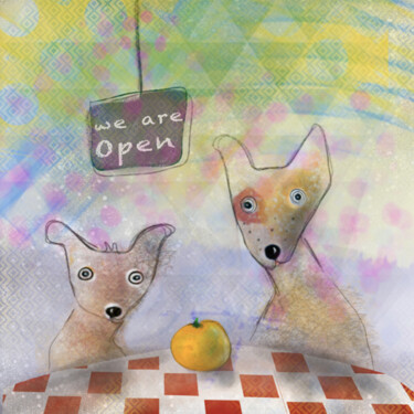 제목이 "we are open"인 디지털 아트 Superbunt로, 원작, 디지털 페인팅