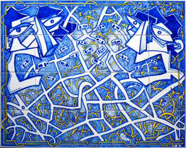 Malerei mit dem Titel "LATCHO DROM" von Gabi Jimenez, Original-Kunstwerk, Emaille