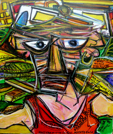 Schilderij getiteld "Gabi Autoportrait" door Gabi Jimenez, Origineel Kunstwerk, Olie
