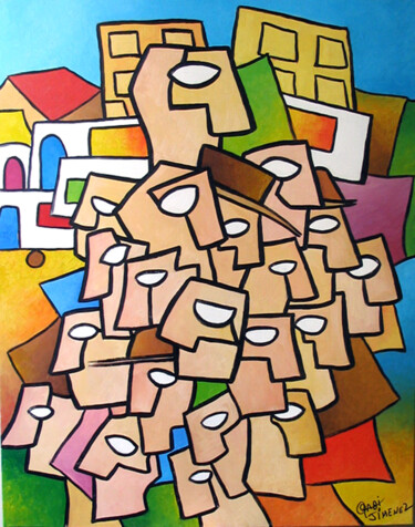 Peinture intitulée "Gadjé et trois Gita…" par Gabi Jimenez, Œuvre d'art originale, Huile