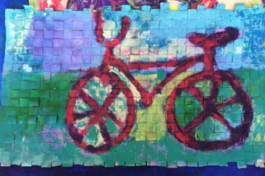 Картина под названием "Red bike" - Gabo Mendoza, Подлинное произведение искусства, Акрил