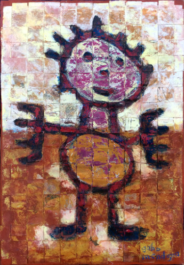 Painting titled "Kid with open arms" by Gabo Mendoza, Original Artwork, Acrylic