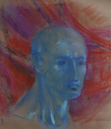 Painting titled "Man portrait" by Gábor Komor, Original Artwork, Pastel