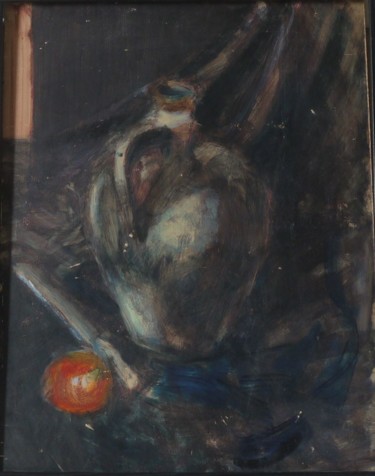 Painting titled "Still life (black s…" by Gábor Komor, Original Artwork, Oil