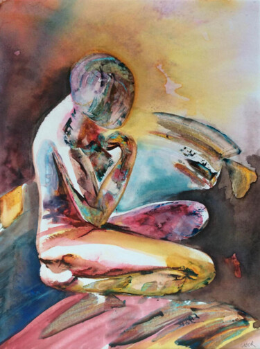 Peinture intitulée "Energies vibrations…" par Gabor, Œuvre d'art originale, Aquarelle
