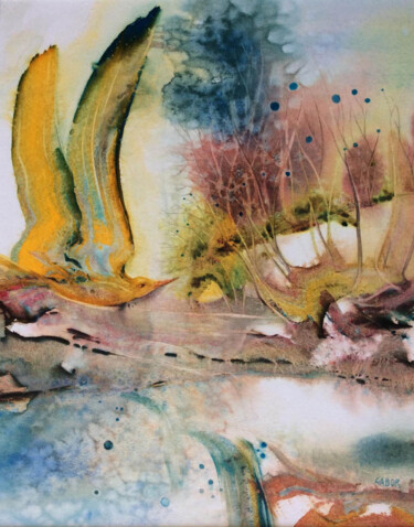 Peinture intitulée "Energies vibrations…" par Gabor, Œuvre d'art originale, Aquarelle
