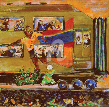 Painting titled "Krakozyabra going t…" by Nicholas Gabrichidze, Original Artwork, Acrylic