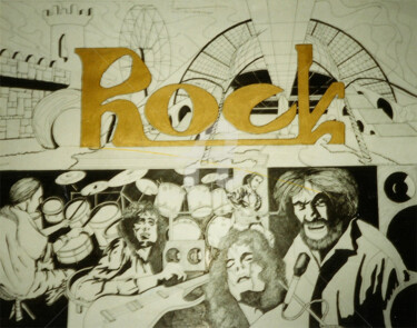 Zeichnungen mit dem Titel "Rock" von Nicholas Gabrichidze, Original-Kunstwerk, Tinte