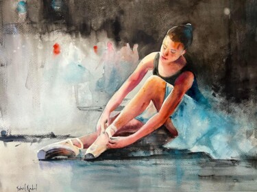 Painting titled "Ballerina" by Gabriel Andrei, Original Artwork, Watercolor