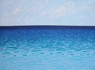 Painting titled "Mer turquoise" by Gabriel Baptiste, Original Artwork, Oil