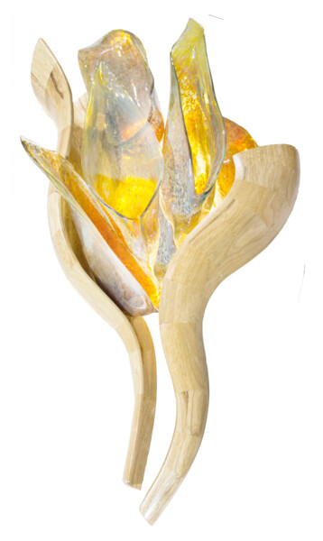 Скульптура под названием "Torch of Hope" - Gabriel Bass, Подлинное произведение искусства, Дерево
