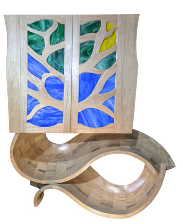 Sculpture titled "Creation Aron Kodesh" by Gabriel Bass, Original Artwork, Wood