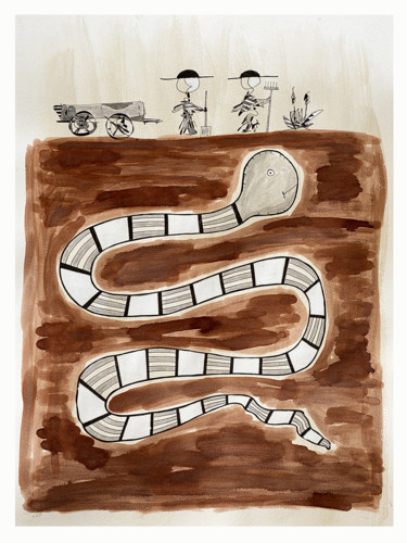 Dessin intitulée "earthworm" par Tomé, Œuvre d'art originale, Encre