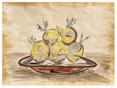 Рисунок под названием "oranges" - Tomé, Подлинное произведение искусства, Чернила