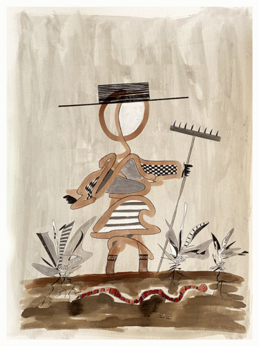 Dibujo titulada "jardinier" por Tomé, Obra de arte original, Tinta