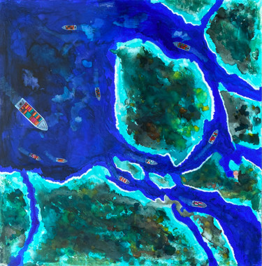 Malerei mit dem Titel "vue d'aigle 3" von Tomé, Original-Kunstwerk, Acryl