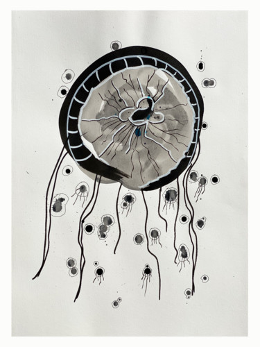 Dessin intitulée "meduse2" par Tomé, Œuvre d'art originale, Encre